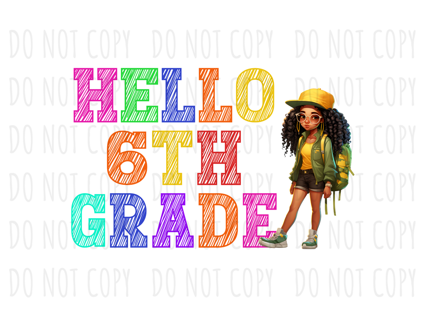 Back to School PNG Bundle | Pre-K to 6th Grade Designs | Hello Pre-K Kindergarten 1st 2nd 3rd 4th 5th 6th Grade | Girl Version | DTF Sublimation | Digital Download