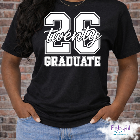 2026 Graduate PNG | Class of 2026 Senior Design | Graduation Shirt Graphic | Black & White Typography | DTF Sublimation Transfer | Digital Download