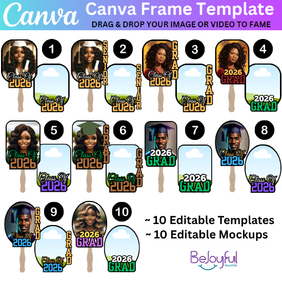 DIGITAL DOWNLOAD - Canva Frame Template - Graduation Fan Bundle