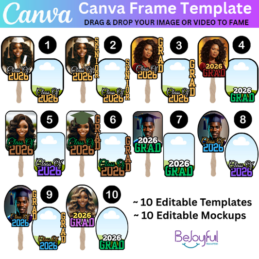 DIGITAL DOWNLOAD - Canva Frame Template - Graduation Fan Bundle