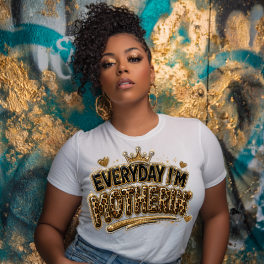 Everyday I’m Motherin PNG | Mom Life Design | Leopard Glam Mom | Funny Motherhood Quote | Trendy Mama Graphic | Instant Download for DTF & Sublimation