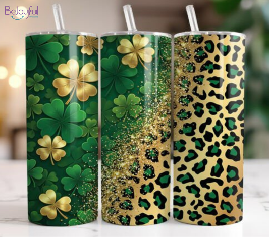 DIGITAL DOWNLOAD - Shamrock Leopard (20 oz) Sublimation Tumbler Transfer