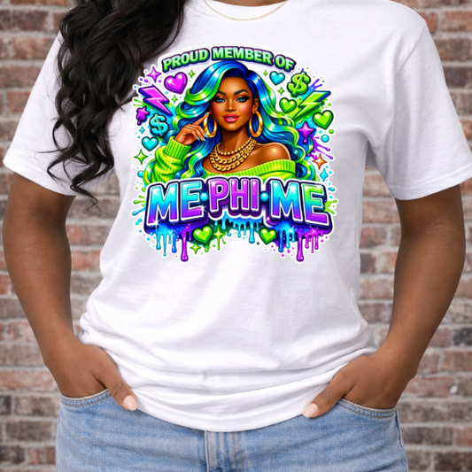 DIGITAL DOWNLOAD - Proud Member of Me Phi Me PNG Sorority Inspired Black Girl Graphic Divine Nine Style Afro Glam Sublimation