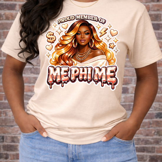 Proud Member of Me Phi Me Sorority Inspired Black Girl Graphic Divine Nine Style Afro Glam (DTF Transfer)