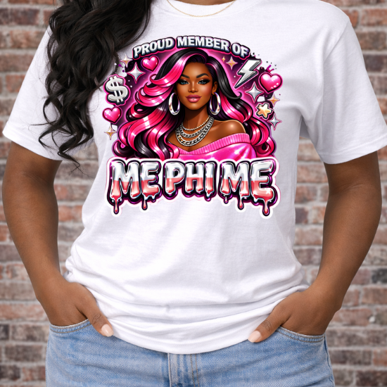 Proud Member of Me Phi Me Sorority Inspired Black Girl Graphic Divine Nine Style Afro Glam (DTF Transfer)