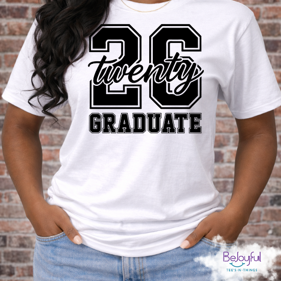 2026 Graduate PNG | Class of 2026 Senior Design | Graduation Shirt Graphic | Black & White Typography | DTF Sublimation Transfer | Digital Download