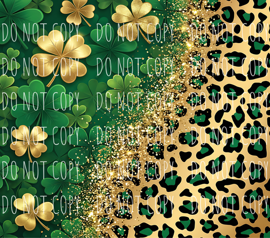 DIGITAL DOWNLOAD - Shamrock Leopard (20 oz) Sublimation Tumbler Transfer